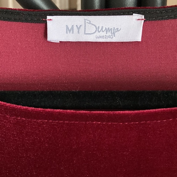 Burgundy Suede Maternity Dress. - Picture 3 of 8